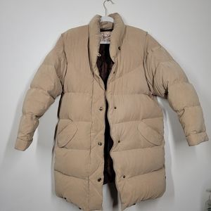 Woolrich long goose down puffer coat tan size medium